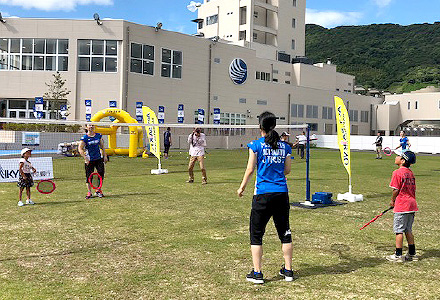 BOAT RACE徳山の一角での『青空バドミントン』